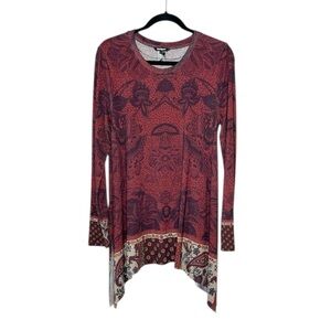 Desigual Artsy Patterned Patchwork Scarf print Paisley Long Tunic Top size Large